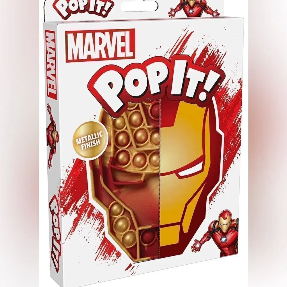 Buffalo Games - Pop It! - Spider-Man Marvel Miles Morales and Iron Man Metallic